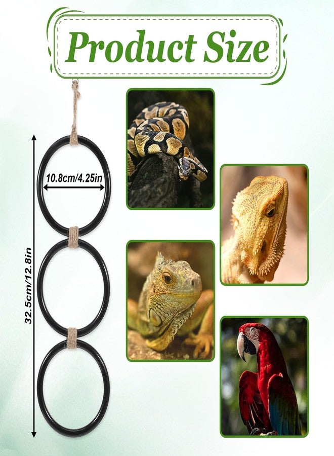 Zelphvt Snake Climbing Rings, Ball Python Tank Accessories, Reptile Enrichment Toys, Corn Snake Playground Climbing Toy for Bearded Dragon,Chameleon,Iguana,Gecko,Lizard 4.3 Inch Diameter, Black - Image 2